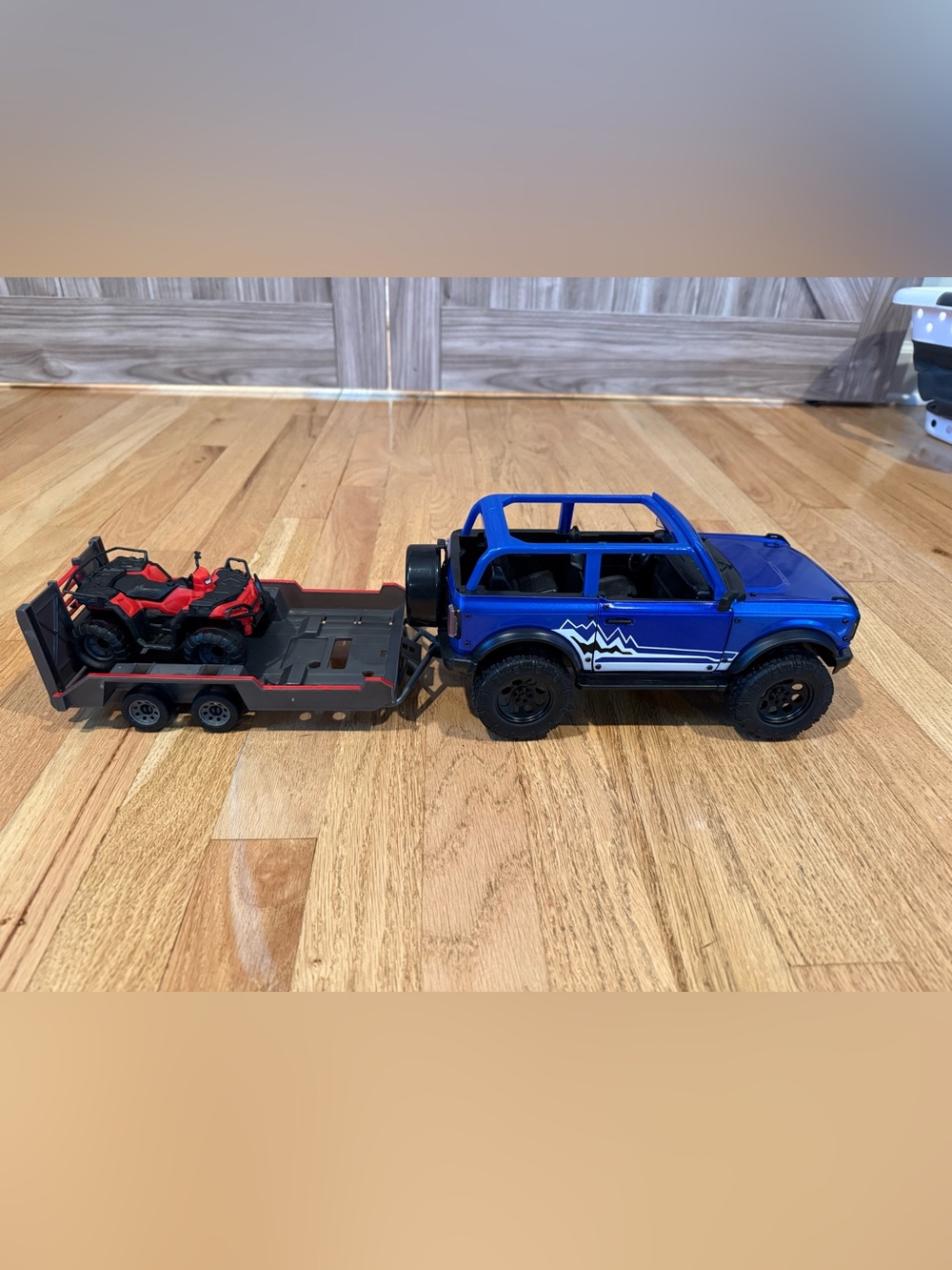 Blue Off-Road Toy SUV with Trailer and ATV - Kids Toy